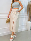Saia Midi de Linho EMILI – Elegância Casual com Toque Natural