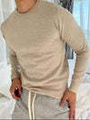 Blusa Suéter de Tricô Lã Masculino — Gola Redonda e Manga Longa