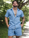 Conjunto Masculino em Linho – Camisa de Botão + Bermuda com Cordão