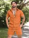 Conjunto Masculino em Linho – Camisa de Botão + Bermuda com Cordão