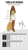 Conjunto Cropped Texturizado e Saia com Faixa Nozes