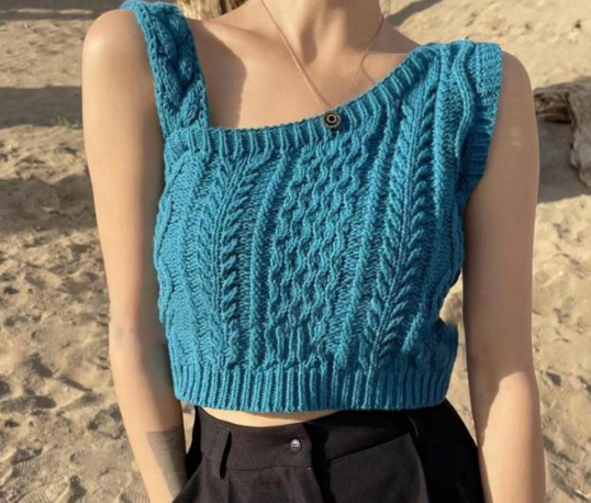 Damen Sommerschneiderei Sexy Schneiderei | Seil gestrickte schmale Pulloverweste