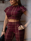 Conjunto Deana – Xadrez Atemporal com Modelagem Ajustada e Elegância Hi-Lo