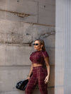 Conjunto Deana – Xadrez Atemporal com Modelagem Ajustada e Elegância Hi-Lo