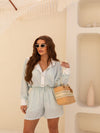 Conjunto Dual Crepe Venice – Camisa Oversized & Short Listrado