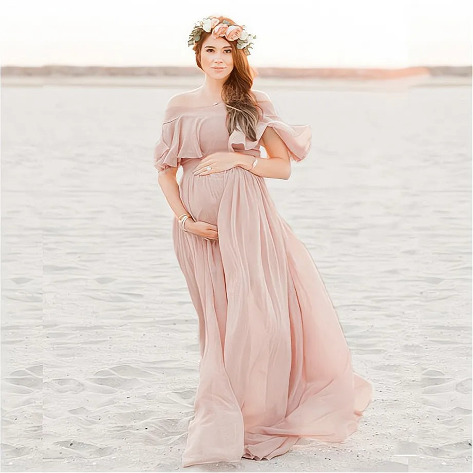https://ae01.alicdn.com/kf/S4f55e6f9510645dfa420f78a9201dd632/New-Pink-Ruffles-Maternity-Dresses-For-Photo-Shoot-Bohemian-Chiffon-Pregnant-Women-Photography-Props-Maxi-Dress.jpg