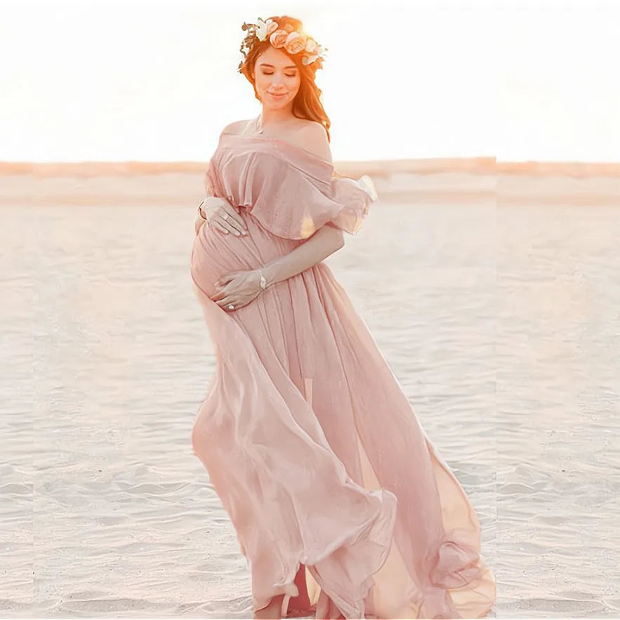 https://ae01.alicdn.com/kf/S4f55e6f9510645dfa420f78a9201dd632/New-Pink-Ruffles-Maternity-Dresses-For-Photo-Shoot-Bohemian-Chiffon-Pregnant-Women-Photography-Props-Maxi-Dress.jpg