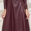 Vestido em Couro Com Manga Longa e Fino Ajuste
