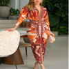 Athena | Vestido Midi Estampado com Fenda e Mangas Bufantes