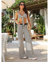 Conjunto Euro Summer – Top Biquíni com Laço, Calça Pantalona e Bucket Hat