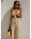 Conjunto Euro Summer – Top Biquíni com Laço, Calça Pantalona e Bucket Hat
