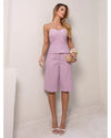 Conjunto Flora Feminino — Cropped Sem Alça e Shorts Fluido em Verde Sofisticado
